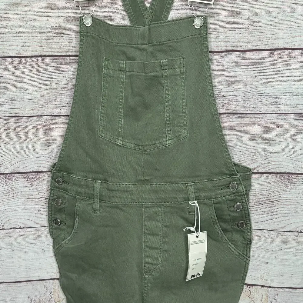 Judy Blue Denim Sage Green Overall Skirt Dress Size Large New - Picture 7 of 12